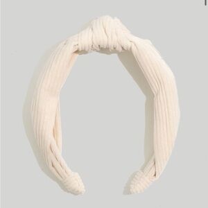 Madewell Knotted Ribbed Fabric Headband in Cream